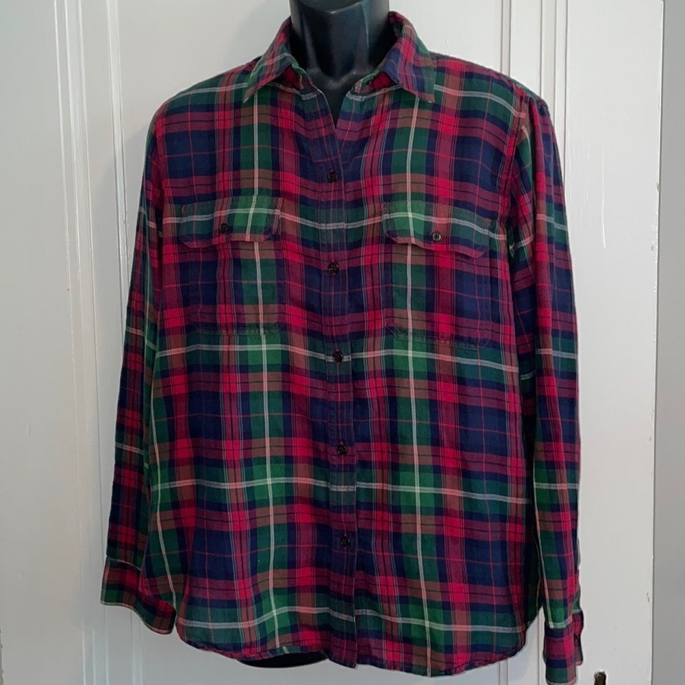 Chaps Denim plaid cotton shirt